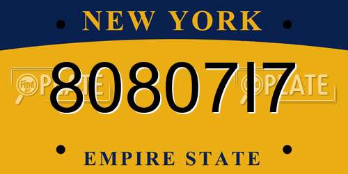 80807I7 New York License Plate