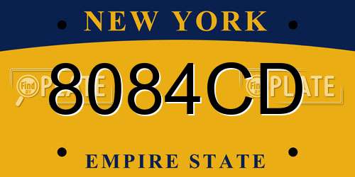 8084CD New York License Plate