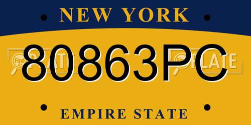 80863PC New York License Plate