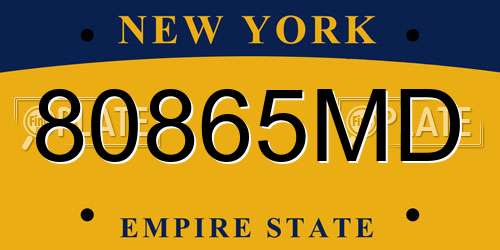 80865MD New York License Plate