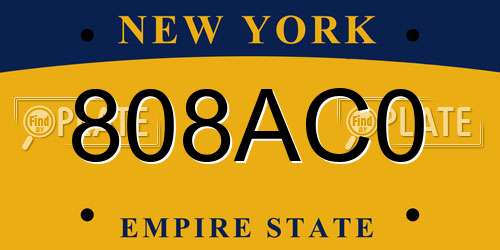 808AC0 New York License Plate