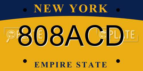 808ACD New York License Plate