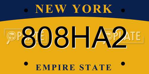 808HA2 New York License Plate