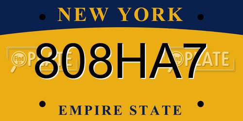 808HA7 New York License Plate
