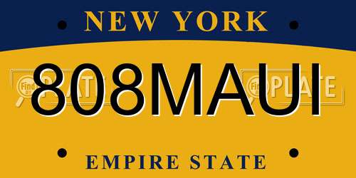 808MAUI New York License Plate