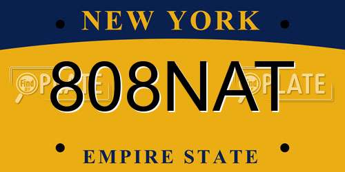 808NAT New York License Plate