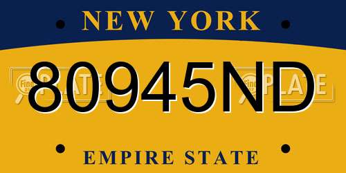 80945ND New York License Plate