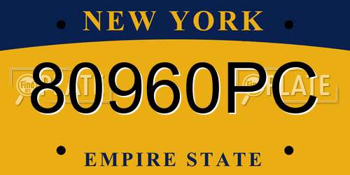 80960PC New York License Plate