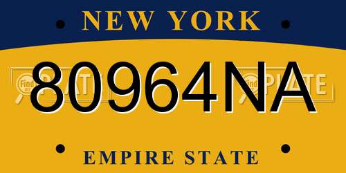 80964NA New York License Plate