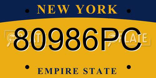 80986PC New York License Plate
