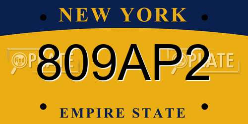809AP2 New York License Plate