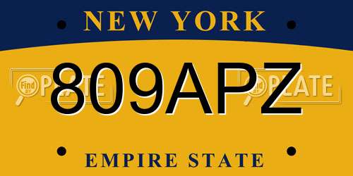 809APZ New York License Plate