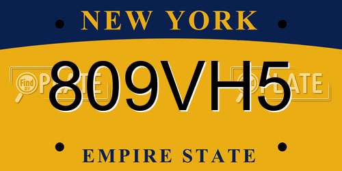 809VH5 New York License Plate