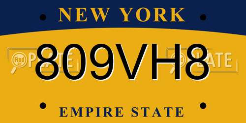 809VH8 New York License Plate