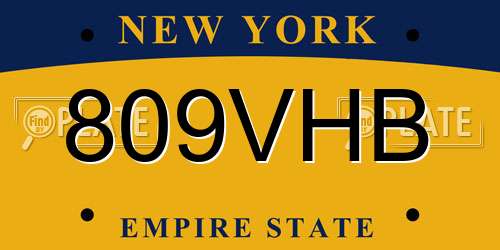 809VHB New York License Plate