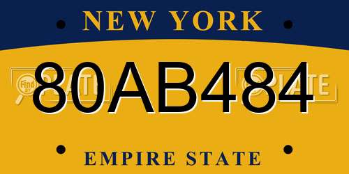 80AB484 New York License Plate