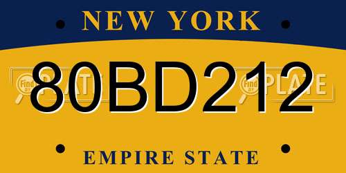 80BD212 New York License Plate