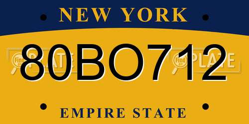 80BO712 New York License Plate