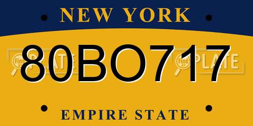 80BO717 New York License Plate