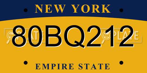 80BQ212 New York License Plate