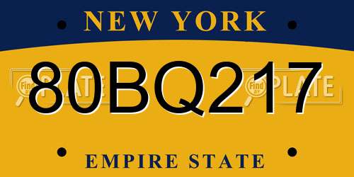 80BQ217 New York License Plate