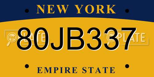 80JB337 New York License Plate