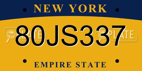 80JS337 New York License Plate