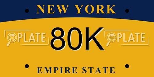 80K New York License Plate