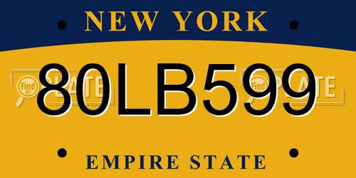80LB599 New York License Plate