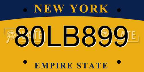 80LB899 New York License Plate