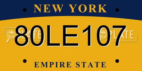 80LE107 New York License Plate
