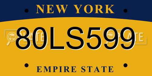 80LS599 New York License Plate
