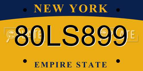 80LS899 New York License Plate