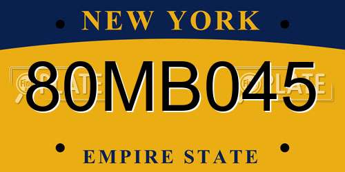 80MB045 New York License Plate