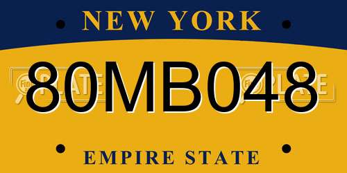 80MB048 New York License Plate
