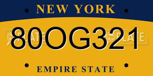 80OG321 New York License Plate