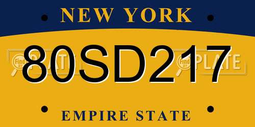80SD217 New York License Plate
