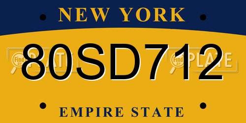 80SD712 New York License Plate