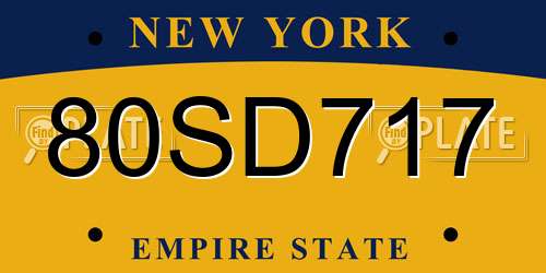 80SD717 New York License Plate