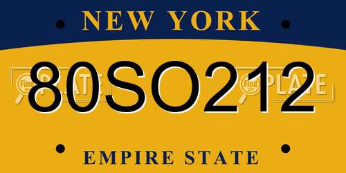 80SO212 New York License Plate
