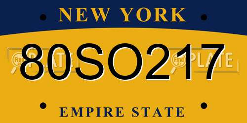 80SO217 New York License Plate
