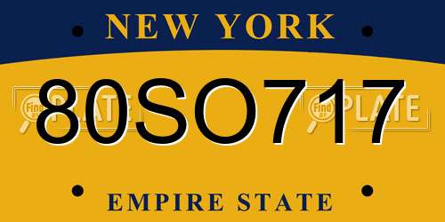 80SO717 New York License Plate