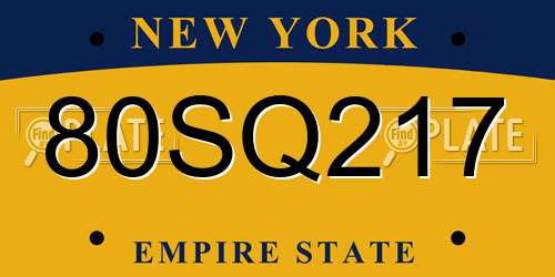80SQ217 New York License Plate