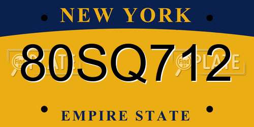 80SQ712 New York License Plate