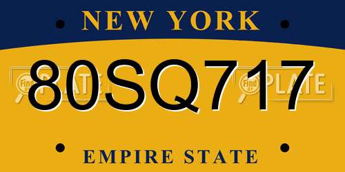 80SQ717 New York License Plate