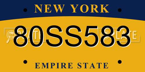80SS583 New York License Plate