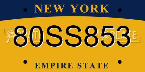 80SS853 New York License Plate