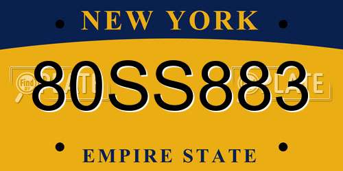 80SS883 New York License Plate