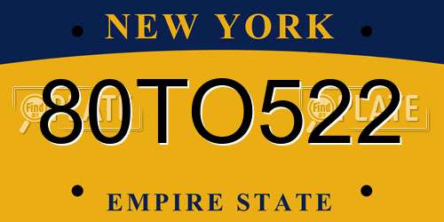 80TO522 New York License Plate