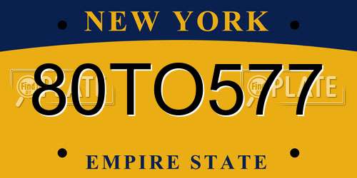 80TO577 New York License Plate
